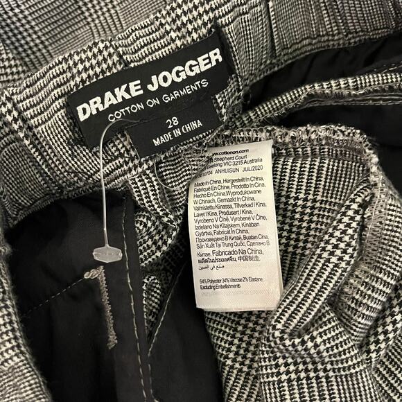 Drake Cotton On plaid houndstooth cuffed pant joggers NEW - Picture 6 of 9